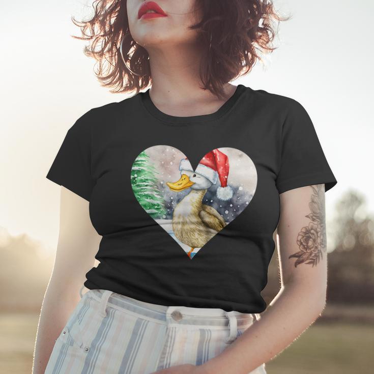 Lustige Ente Weihnachtsmütze Vintage Valentinstag Ente V2 Frauen Tshirt Geschenke für Sie