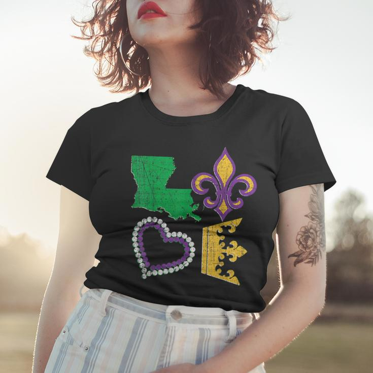 Mardi Gras I Love Mardi Gras Distressed Gift Women T-shirt Gifts for Her