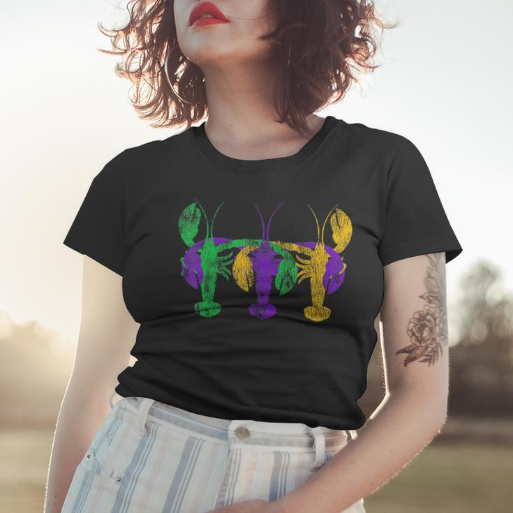 Mardi Gras Three Crawfish Friends Funny Distressed Look Women T-shirt Gifts for Her