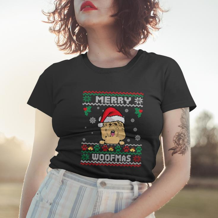 Merry Woofmas Goldendoodle Dog Funny Ugly Christmas Sweater Cool Gift Women T-shirt Gifts for Her
