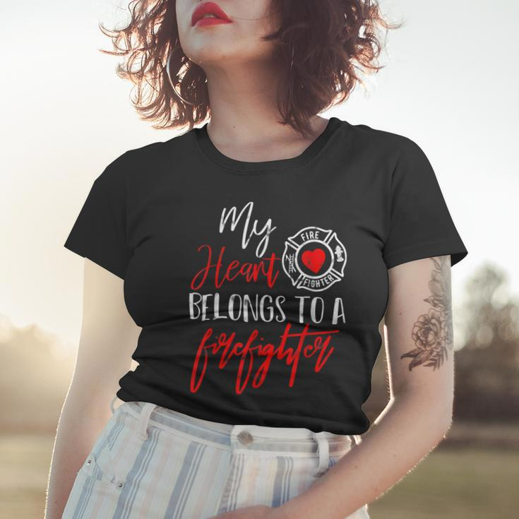 My Heart Belongs To A Firefighter Gift For Wife Girlfriend Women T-shirt Gifts for Her