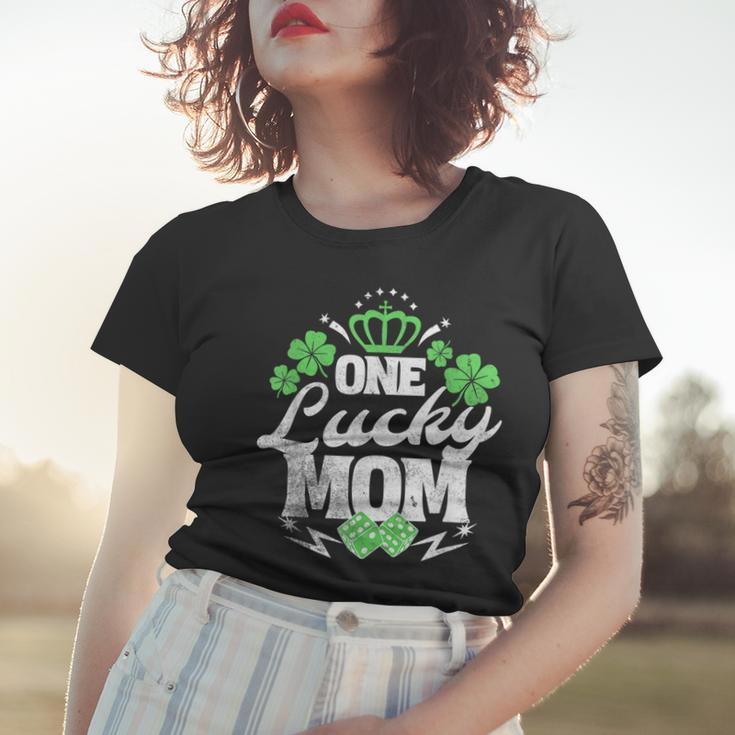 One Lucky Mom St Patricks Day Gift Vintage 70S Dice V2 Women T-shirt Gifts for Her
