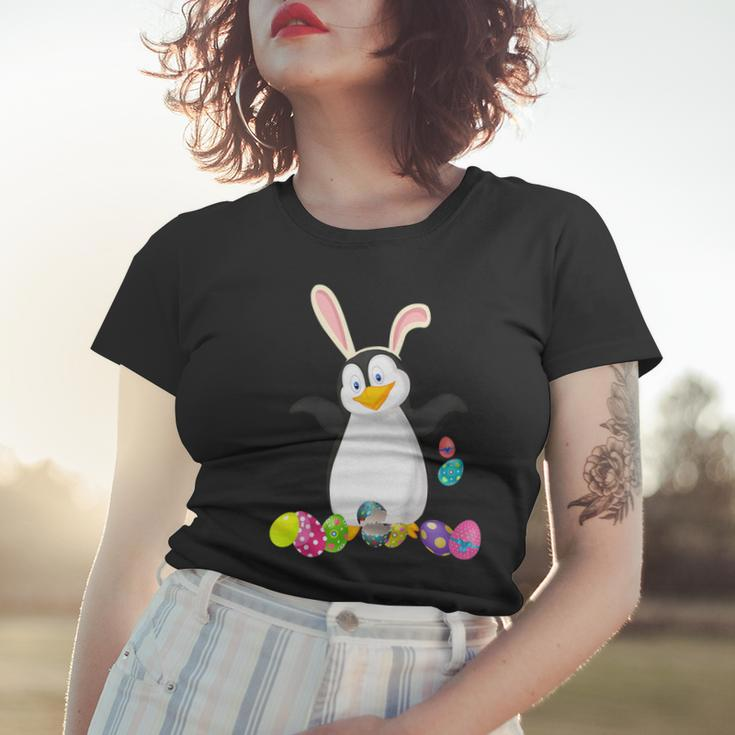Penguin And Bunny Rabbit Hat Easter Eggs Happy DayShirt Women T-shirt Gifts for Her
