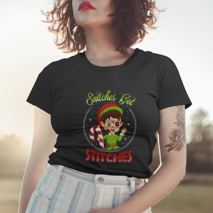 Snitches Get Stitches Elf On A Self Funny Christmas Xmas Holiday V2 Women T-shirt Gifts for Her