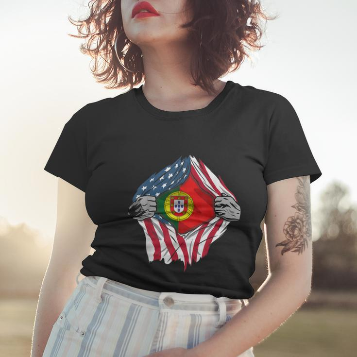 Super Portuguese Heritage American Flag Portugal Roots Women T-shirt Gifts for Her