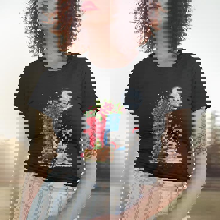 Two Cow Hat Santa Christmas Lights Funny Cow Christmas Women T-shirt Gifts for Her