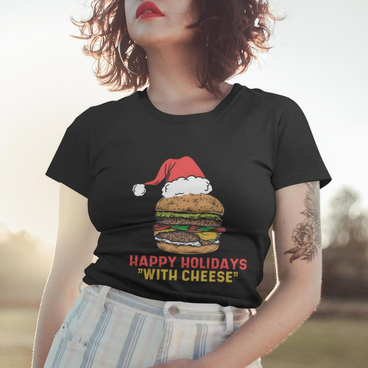 Ugly Christmas Sweater Burger Happy Holidays With Cheese V2 Women T-shirt Gifts for Her
