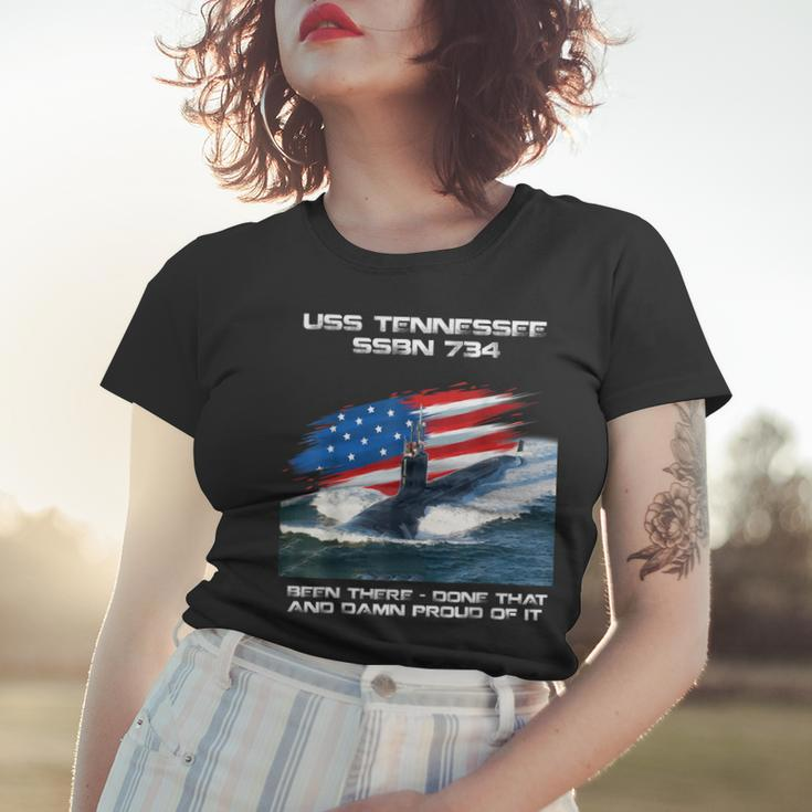 Uss Tennessee Ssbn-734 American Flag Submarine Veteran Xmas Women T-shirt Gifts for Her