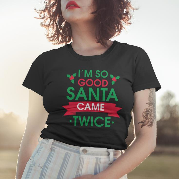 Weihnachtsmann Kam Zweimal Frauen Tshirt, Lustige Weihnachtswitze für Erwachsene Geschenke für Sie