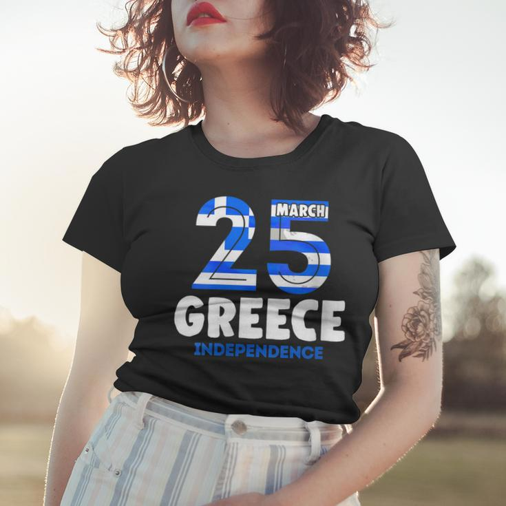 Womens Greek Independence Day 25 March Greece Flag Women T-shirt Gifts for Her