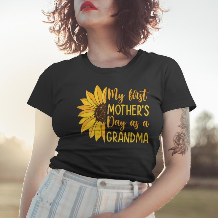 Womens My First Mothers Day As A Grandma Sunflower Mothers Day Women T-shirt Gifts for Her