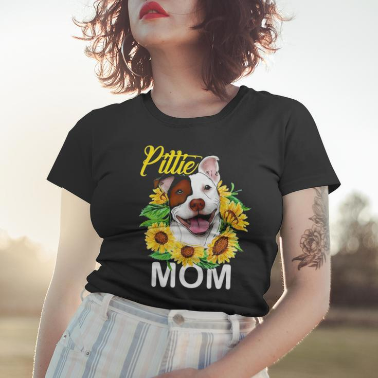 Womens Pitbull Pittie Mom Sunflower Mothers Day Gift Women T-shirt Gifts for Her