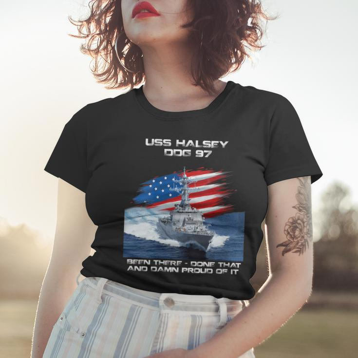 Womens Uss Halsey Ddg-97 Destroyer Ship Usa Flag Veterans Day Xmas Women T-shirt Gifts for Her