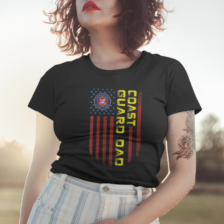 Womens Vintage Usa American Flag Proud Us Coast Guard Veteran Dad Women T-shirt Gifts for Her
