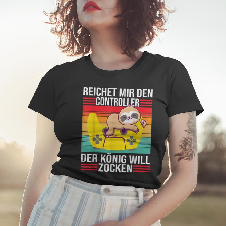 Zocken Reichet Mir Den Controller König Ps5 Konsole Gamer V4 Frauen Tshirt Geschenke für Sie