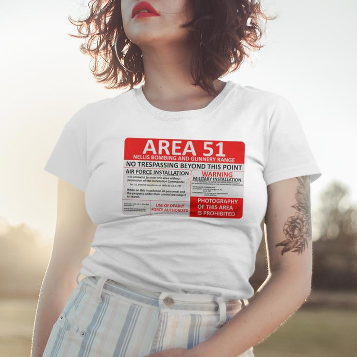 Area 51 No Trespassing Military Sign Women T-shirt Gifts for Her