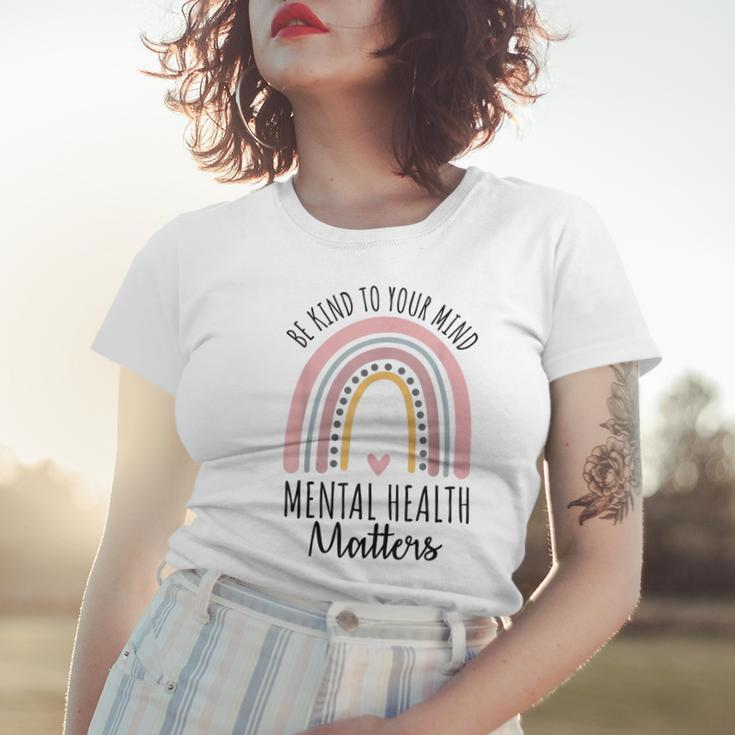 Be Kind Mental Health Matters Polka Dot Rainbow Awareness Women T-shirt Gifts for Her