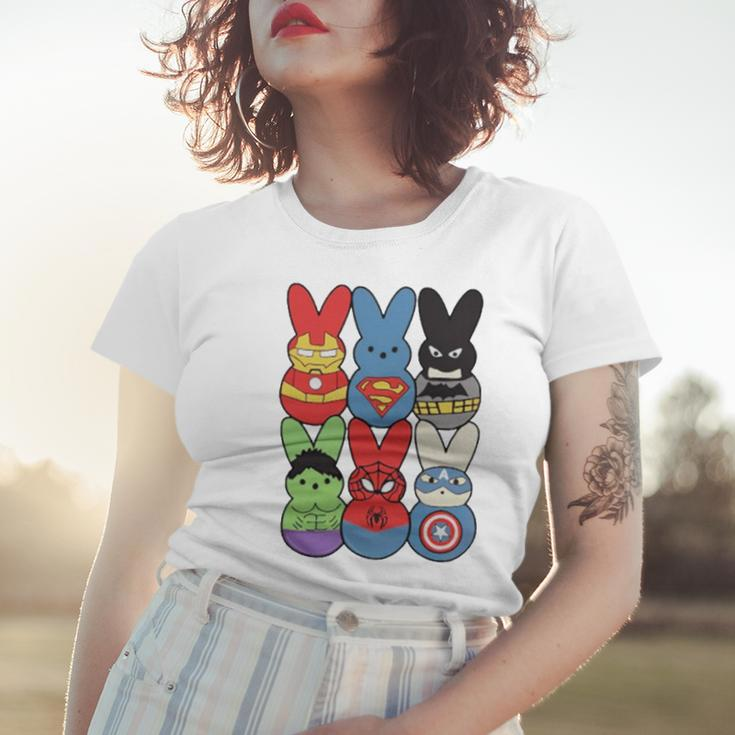 Easter Peeps Superheroes Movie Characters Bunny Women T-shirt Gifts for Her