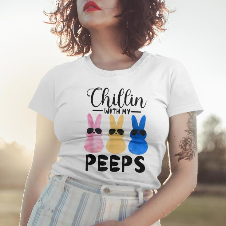 Funny Chillin With My Peeps Easter Bunny Hangin With Peeps Women T-shirt Gifts for Her