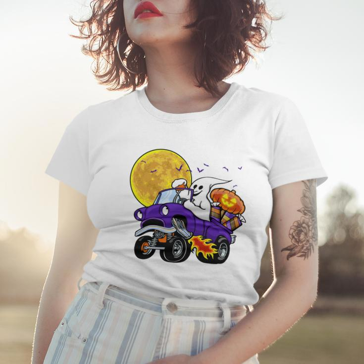 Funny Halloween Ghost Muscle Car V2 Women T-shirt Gifts for Her