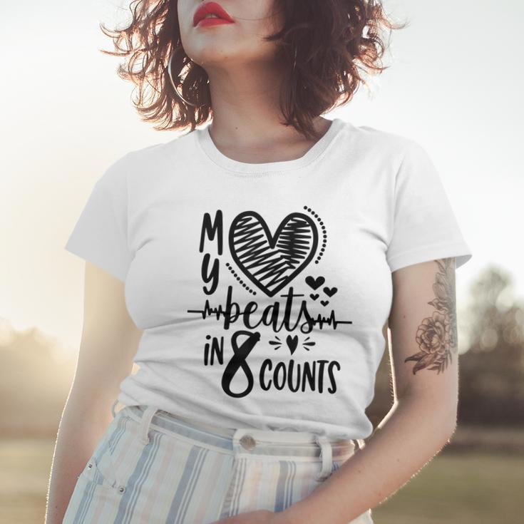 My Heart Beats In 8 Counts | Cheerleader Women T-shirt Gifts for Her