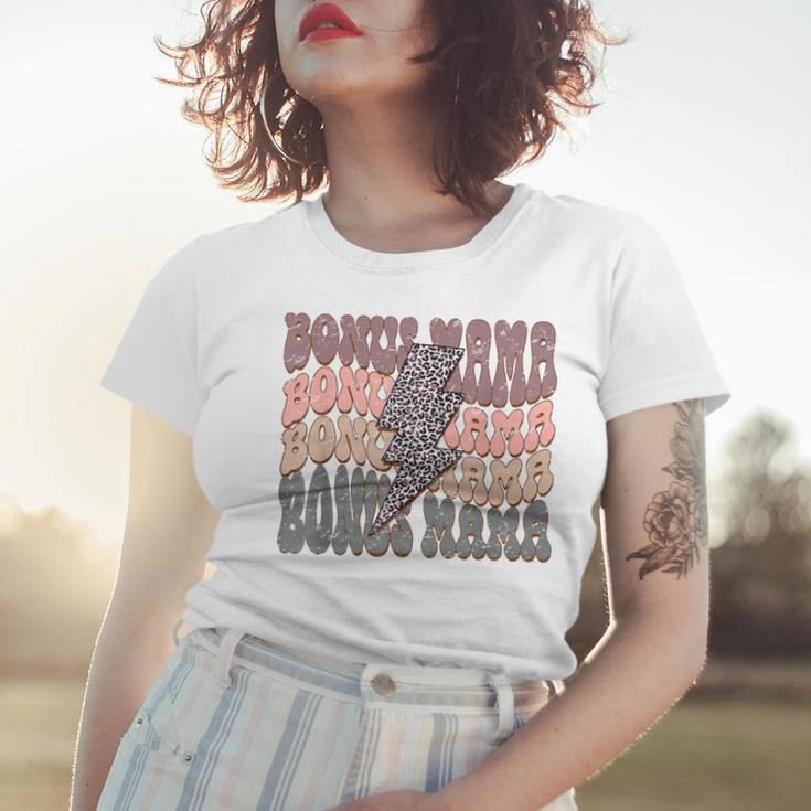 Retro Bonus Mama Leopard Lightning Bolt Western Stepmother Women T-shirt Gifts for Her