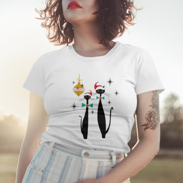 Retro Mid Century Modern Cool Cat Christmas Tshirt Women T-shirt Gifts for Her