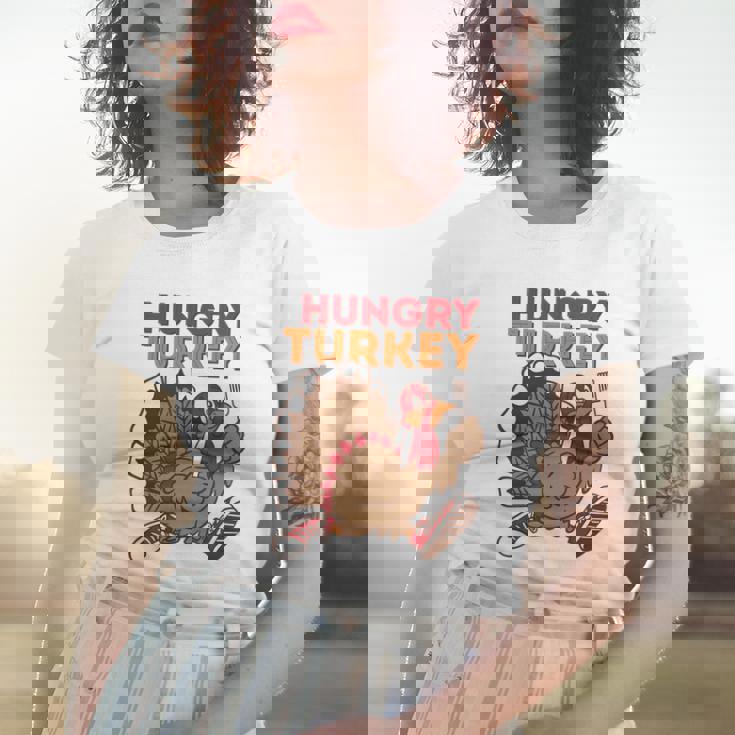 The Hungry Turkey Funny Thanksgiving Women T-shirt Gifts for Her