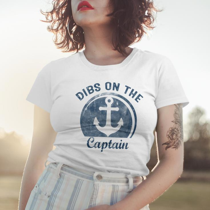 Womens Dibs On The Captain Funny Boating Captain Wife Women T-shirt Gifts for Her