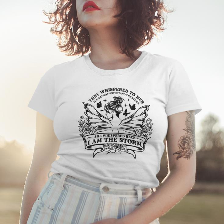 Womens She Whispered I Am The Storm Butterfly Cute Retrofeminism Women T-shirt Gifts for Her
