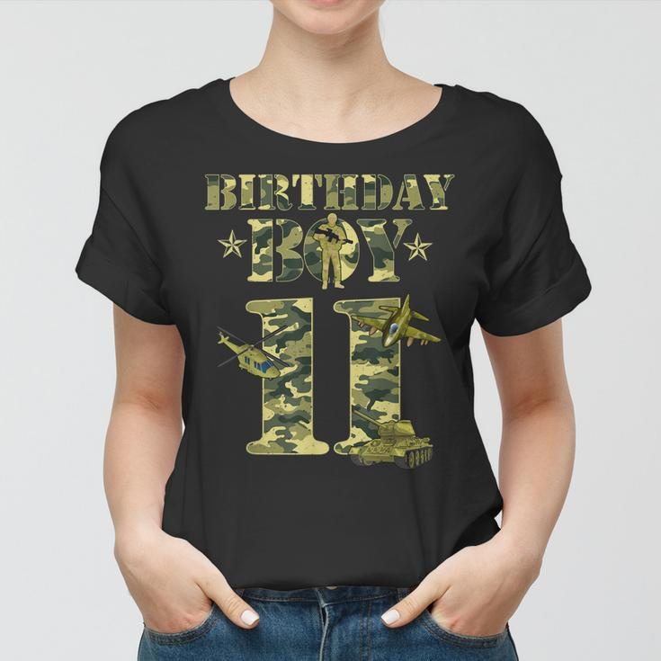 11Th Birthday Military Themed Camo Boys 11 Yrs Old Soldier Women T-shirt