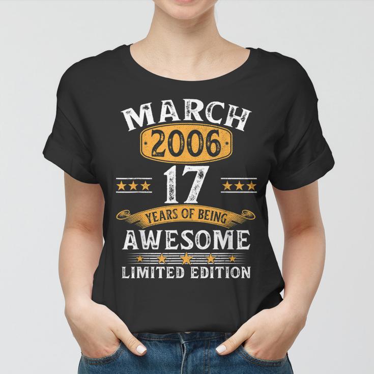 17 Geburtstag Geschenke Mann Frau Jahrgang März 2006 Frauen Tshirt