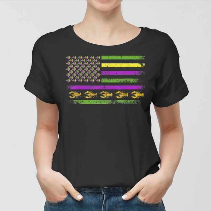 American Flag Mardi Gras T  Mardi Gras Crawfish Outfit  V2 Women T-shirt
