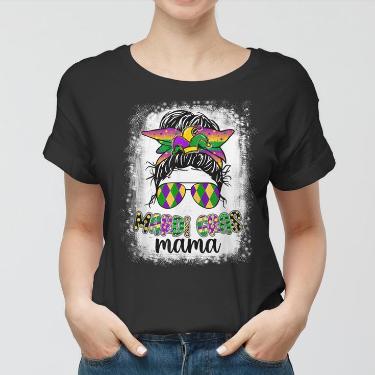 Messy Bun Hair Glasses New Orleans Carnival Mardi Gras Mama  V2 Women T-shirt