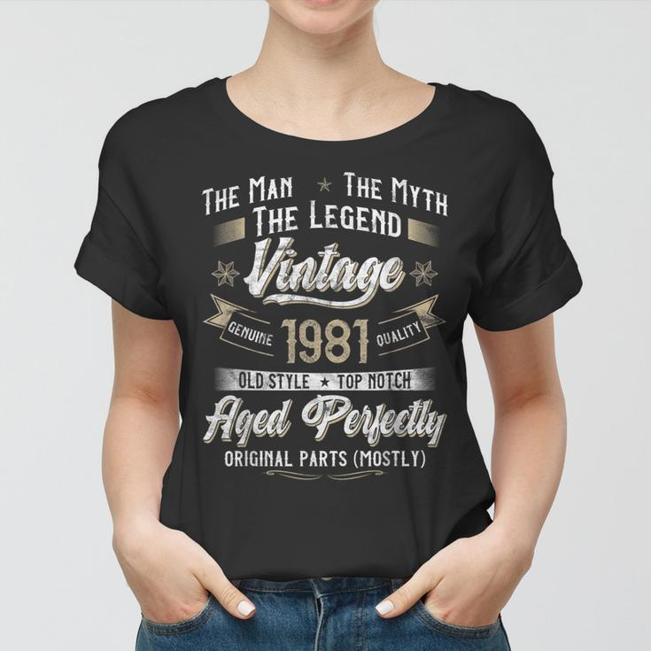 42. Geburtstag Herren Frauen Tshirt Vintage 1981 Mann Mythos Legende