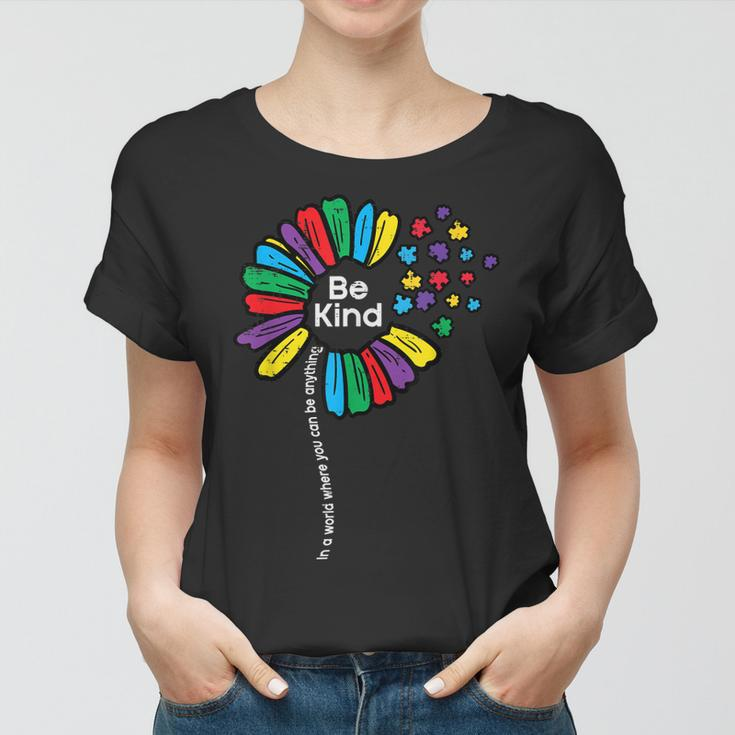 Autism Awareness Be Kind Flower Puzzle Asd Women Girls Kids Women T-shirt
