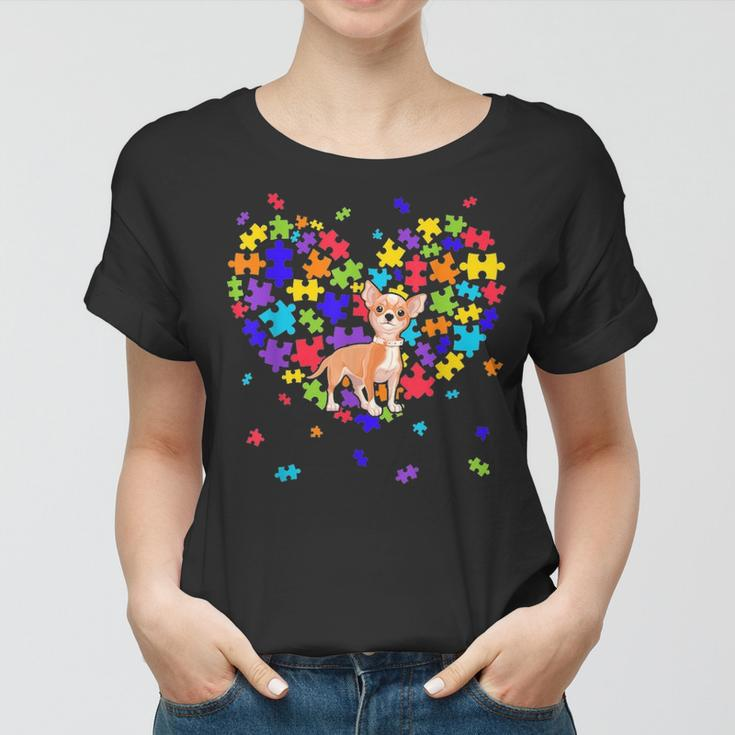 Autism Awareness Chihuahua Cute Heart Dog Dad Mom Gift Women T-shirt