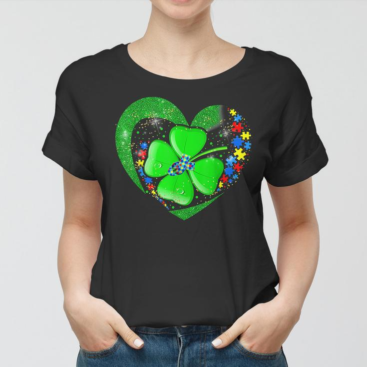 Autism Awareness Clover Shamrock Autism Mom St Patricks Day Women T-shirt