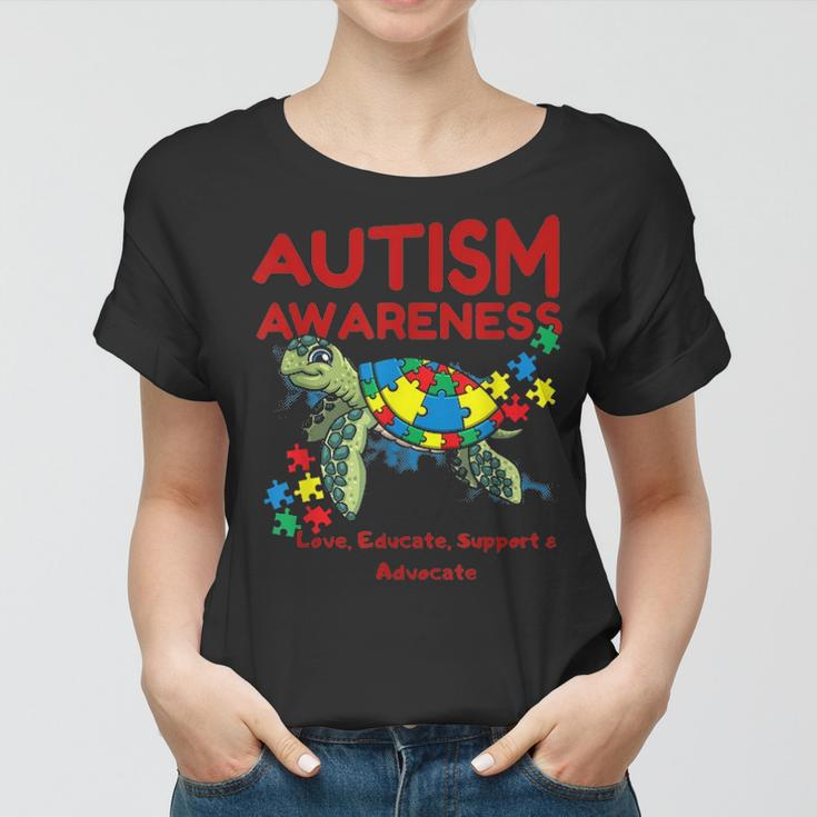 Autism Awareness Turtle Puzzle Mom Kids Teacher Gift Love Women T-shirt
