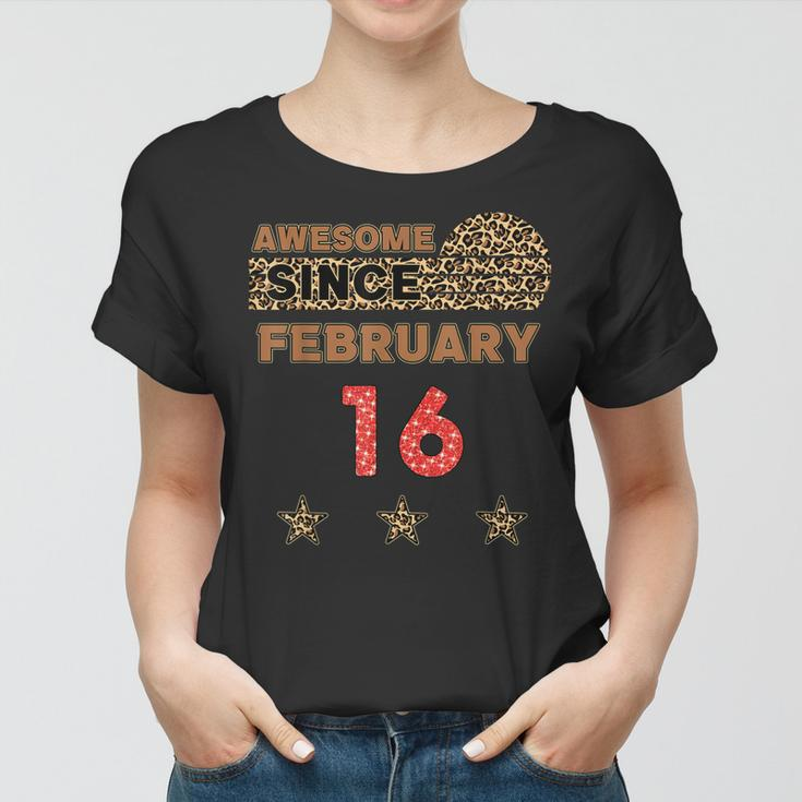 Awesome Since 16. Februar Leopardenmuster, Vintage Geburtstags Frauen Tshirt
