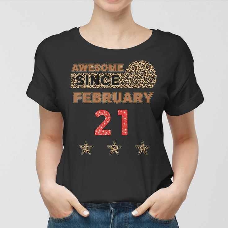 Awesome Since 21. Februar Frauen Tshirt, Leopardenmuster Vintage Geburtstag