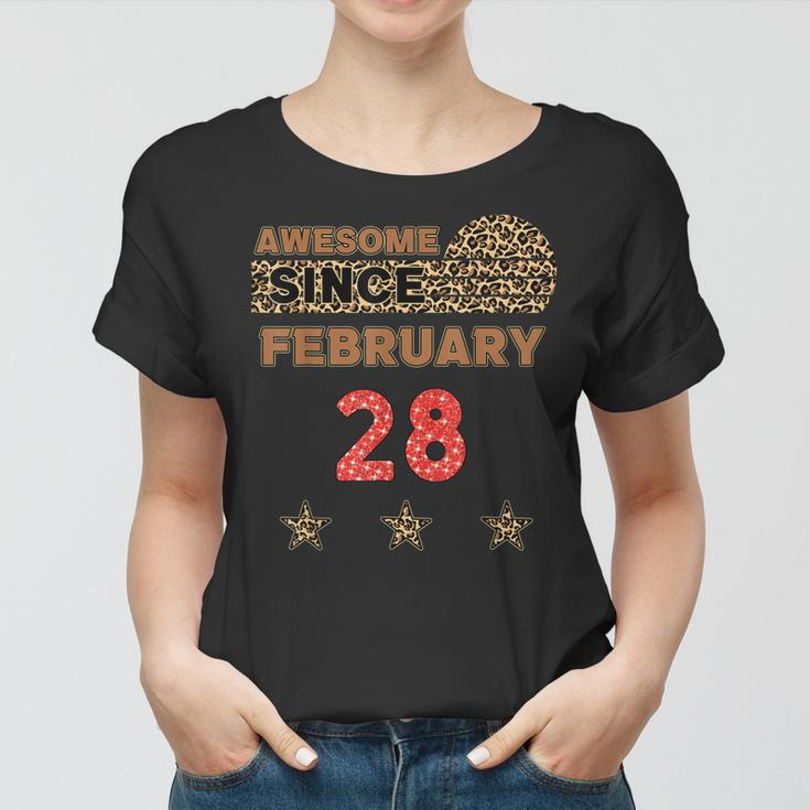 Awesome Since 28. Februar Frauen Tshirt mit Leopardenmuster, Vintage Geburtstags-Frauen Tshirt