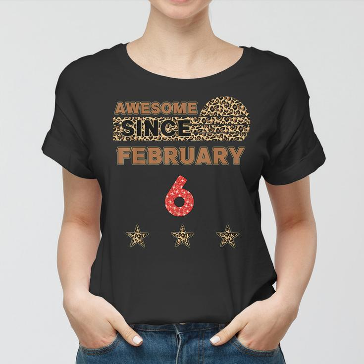 Awesome Since 6. Februar Leopardenmuster Vintage Geburtstags-Frauen Tshirt