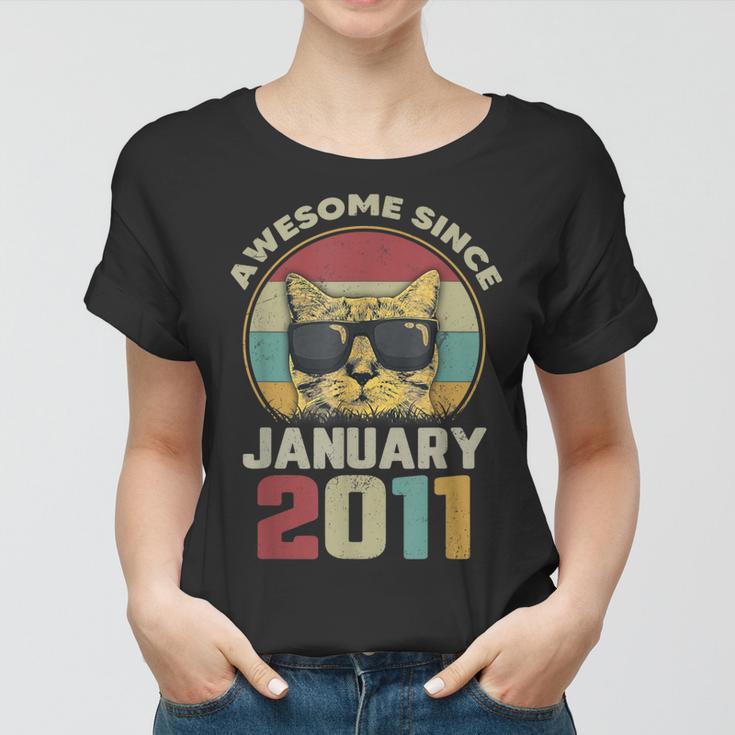 Awesome Since Januar 2011 - 11. Geburtstag Katzenliebhaber Frauen Tshirt