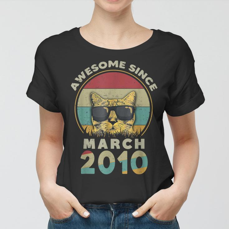 Awesome Since March 2010 Frauen Tshirt, Katzenliebhaber 12. Geburtstag