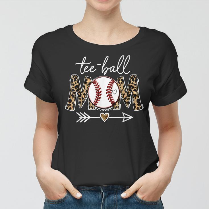 Ball Mom Leopard Funny Tball Mom Baseball Mothers Day Women T-shirt