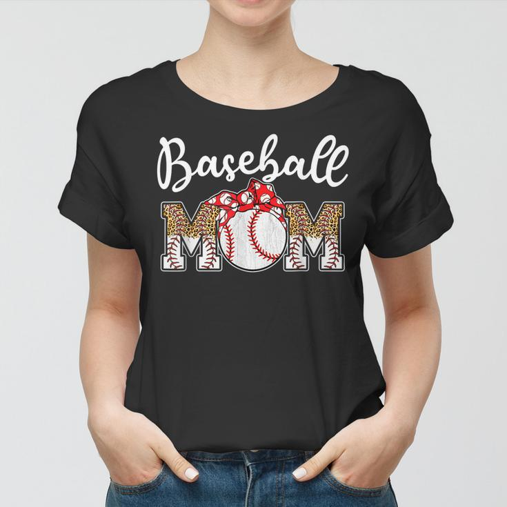 Baseball Mom Leopard Funny Softball Mom Mothers Day 2023 Women T-shirt