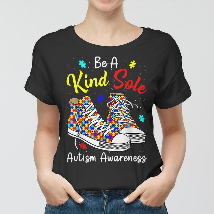 Be A Kind Sole Autism Awareness Rainbow Trendy Puzzle Shoes Women T-shirt
