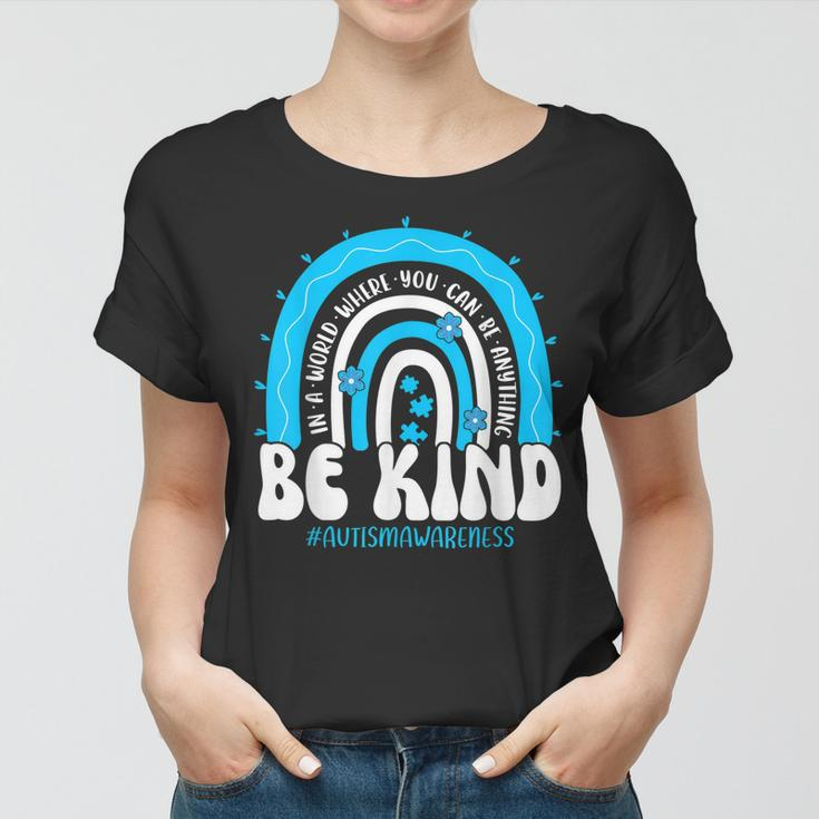 Be Kind Autism Awareness Groovy Rainbow Choose Kindness Women T-shirt