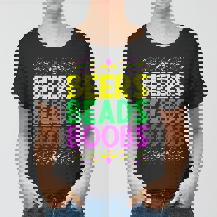Beers Beads Boobs Mardi Gras Celebration Carnival Costume Women T-shirt